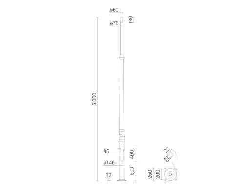 Алюминиевая парковая опора Rosa SAL DP-507G 42971 фото